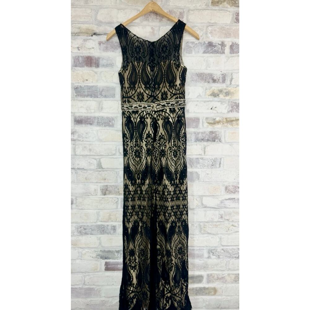 Vintage Dave & Johnny Black Lace Beaded Mermaid Maxi Gown Formal Prom Dress 1/2 - Picture 8 of 11